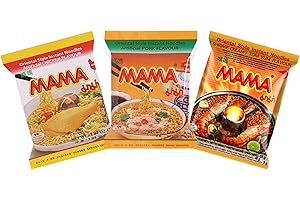 MAMA Ramen Style Instant Oriental Noodles Variety 30 Pack, Chicken, Pork, Creamy Shrimp