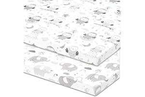 JOEY + JOAN Bassinet Fitted Sheets Compatible with 4moms Breeze Plus Bassinet Model 1045 – Snuggly Soft 100% Jersey Cotton – 2 Pack – Not for Old Models