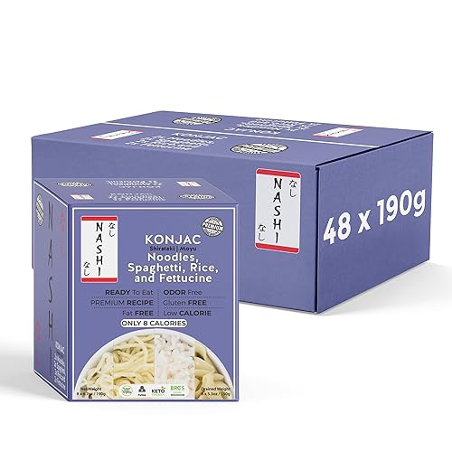 Nashi Shirataki Konjac Moyu Mix (8×190g) X 6 (Pack of 48) - Low Fat, Glucomannan Premium Recipe, Keto friendly, Suitable for Vegan, Odour Free low calorie food | Ready to Eat