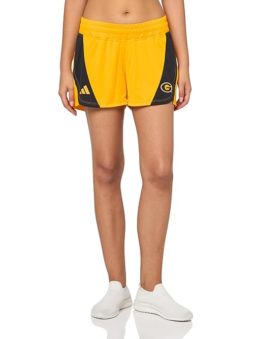 adidas Women's NCAA Designed for Training Woven Shorts, Team Collegiate Gold/Black/Logo/Grambling State University