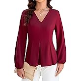 Blooming Jelly Womens Dressy Casual Peplum Tops Long Sleeve Work Blouses Trendy Dress Shirts Business Outfits 2025