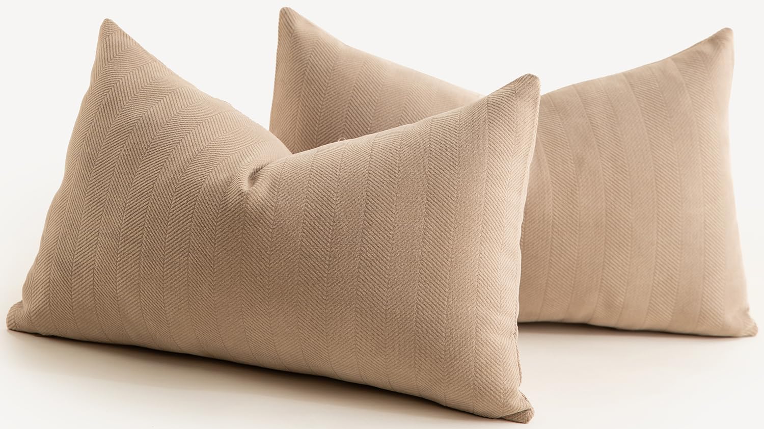 Mandioo Pack of 2 Chenille Cushion Covers Soft Comfortable Durable Throw Pillow Cases for Home Decor Sofa Couch Living Room Bedroom 12 x 20 Inch 30x50 cm Khaki