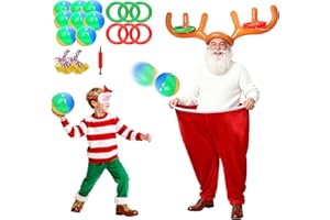 CWLAKON Santa Pants Christmas Party Games for Kids Adults, Granny Pants Yard Game, Christmas Game for Family Party, Inflatable Reindeer Antler Ring Toss, Holiday Fall Festival Thanksgiving Carnival Activity