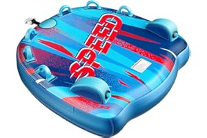 Sunrio 2025 Upgrade Towable Tubes for Boating 1-3 Riders Inflatable Water Sport Towable Tube for Boat Heavy Duty Nylon Cover with Zipper Bolster Fins Safety Air Valve Padded Handle