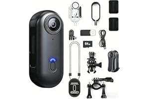 JETO Thumb Size 4K Action Camera, Wearable Mini Sports Camera with WiFi App, 150° Wide Angle, Waterproof Case, 128GB Card Included, Helmet & Bike Mount, Body Camcorder for Cycling, Hiking – Black