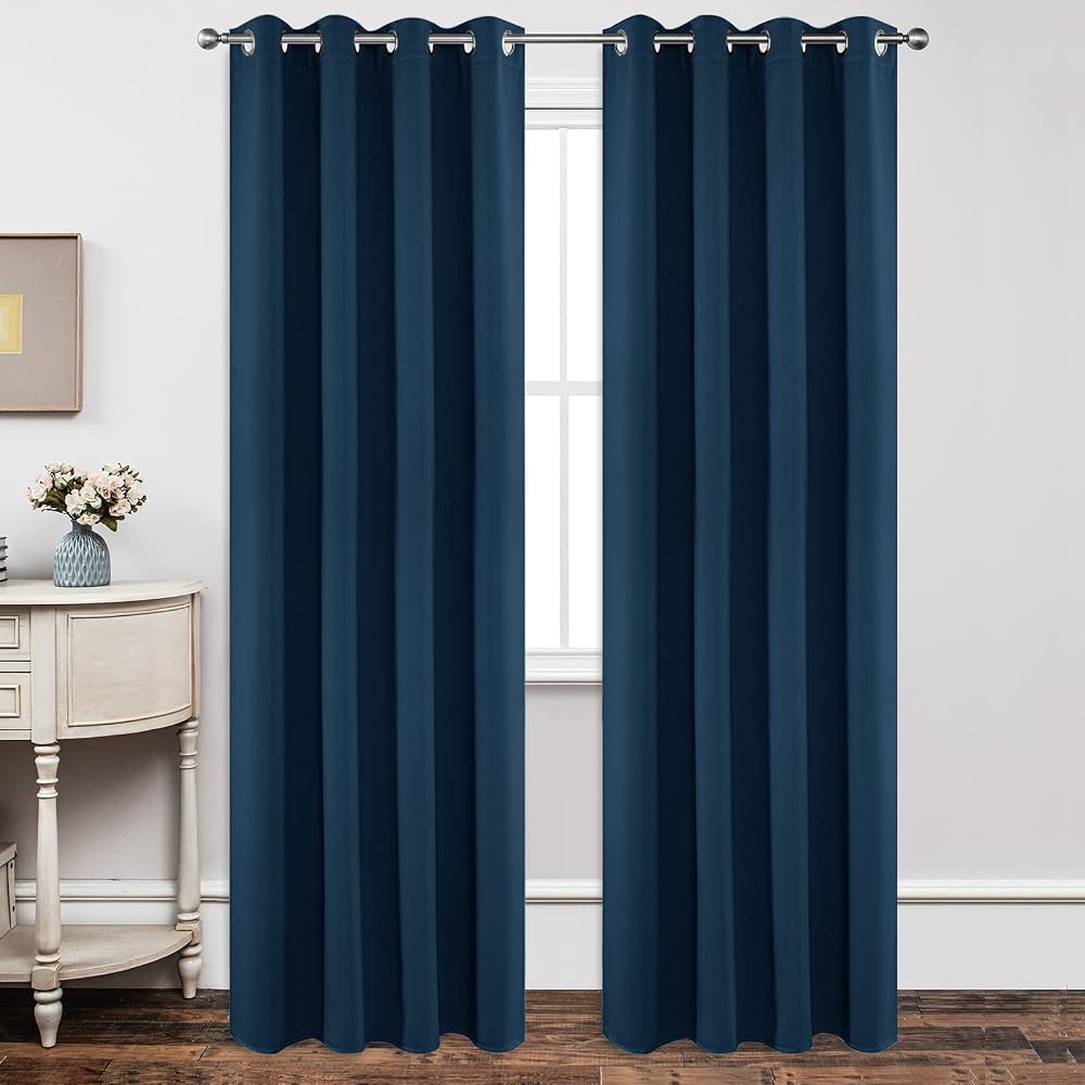 Joydeco Blackout Curtains 95 Inch Navy 2 Panel Thermal Insulated W52 x L95