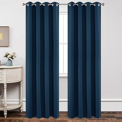Joydeco Blackout Curtains 95 Inch Navy 2 Panel Thermal Insulated W52 x L95