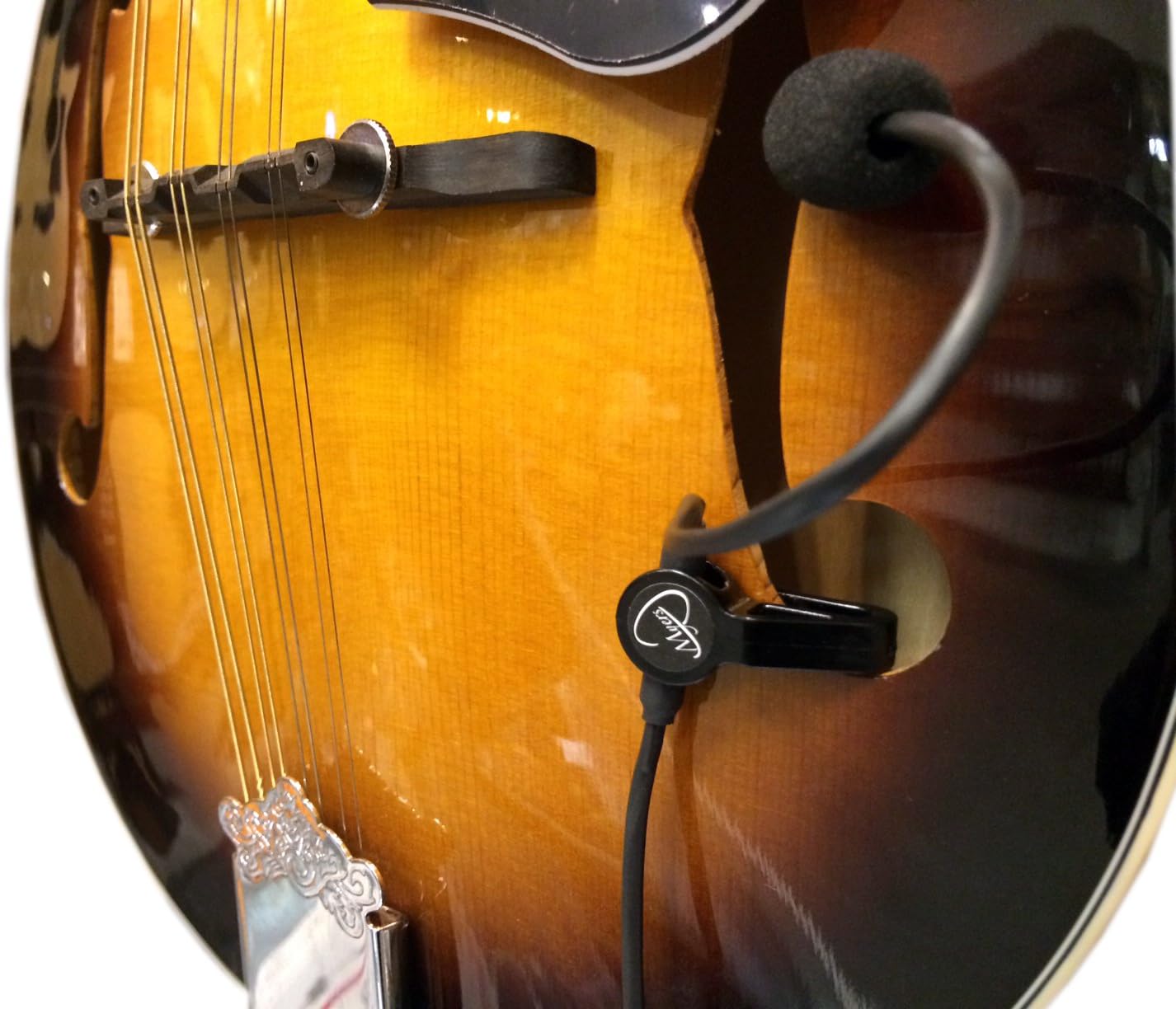 The Feather Mandolin Pickup with Flexible Micro-Gooseneck by Myers Pickups, Multi color, Full size