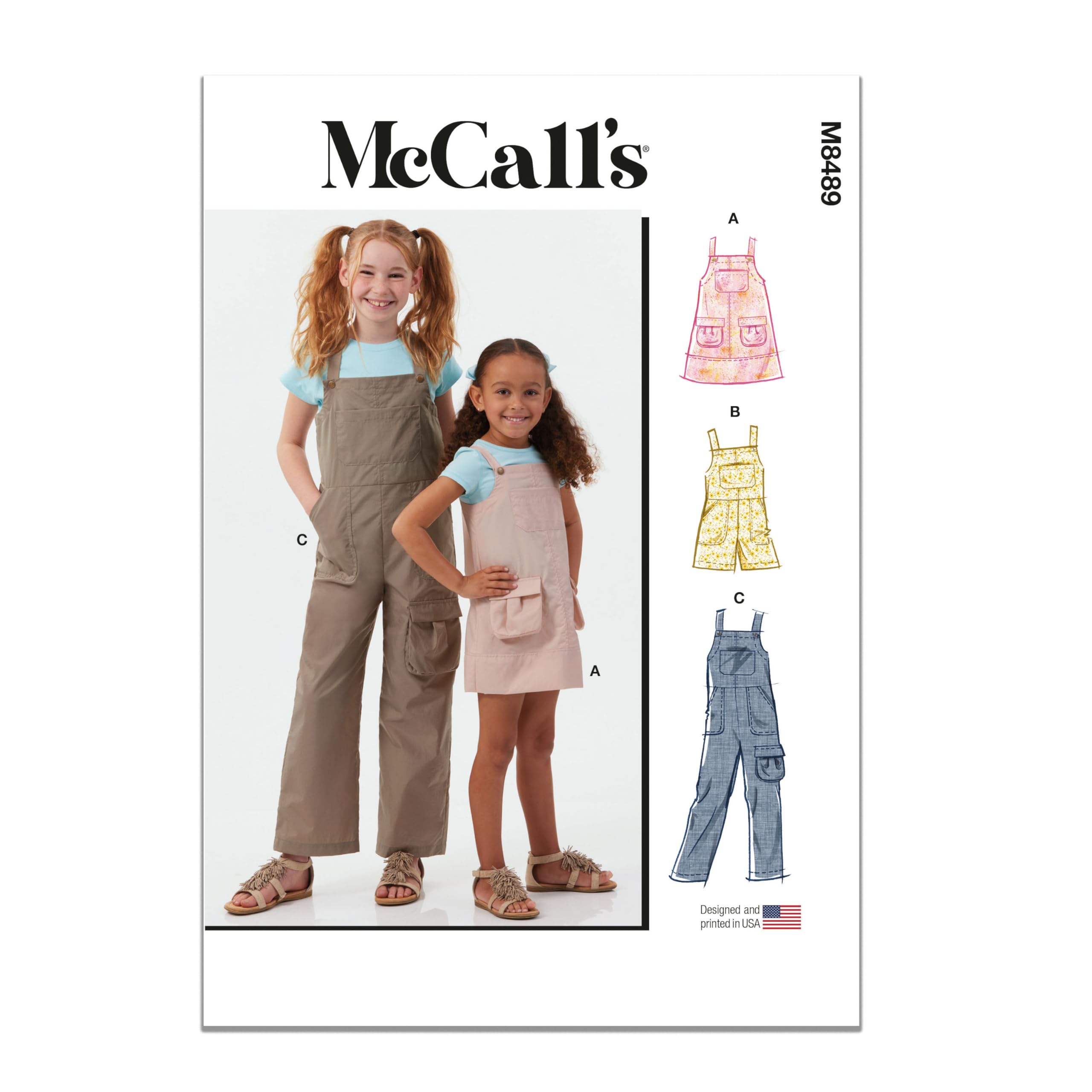 MCCALLS Sewing Pattern M8489K5 Children's and Girls' Pinafore and Overalls K5 (7-8-10-12-14)