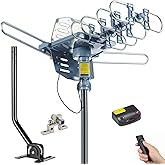 PBD - Antena de TV digital para exteriores, 150 millas motorizada de rotación de 360 grados, soporte de 2 televisores, bloque