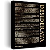 Inspirational Gold Foil Canvas Wall Art Motivational Desiderata Print Framed Canvas Painting Artwork Home Decor Gifts 12x15 Inch