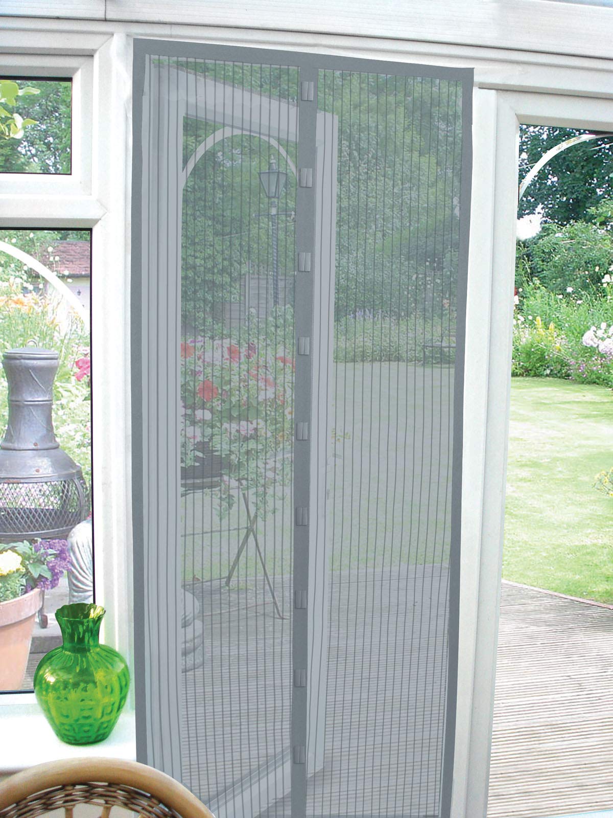 COUNTRY CLUB Magnetic Door Screen 90 x 210cm, Heavy Duty Fly Door Screen Mesh with Powerful Magnets, Durable Mosquito Insect Mesh Curtains Door Cover, Keeps Bugs Out, Child and Pet Friendly, Grey