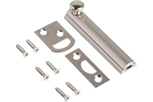 BELWITH-KEELER Hickory Hardware Security Slide Latch Door Lock Bolt | 2 Pack | Heavy-Duty Hardware for Flush or Recessed Doors and Gates | 3 Inch | Satin Nickel
