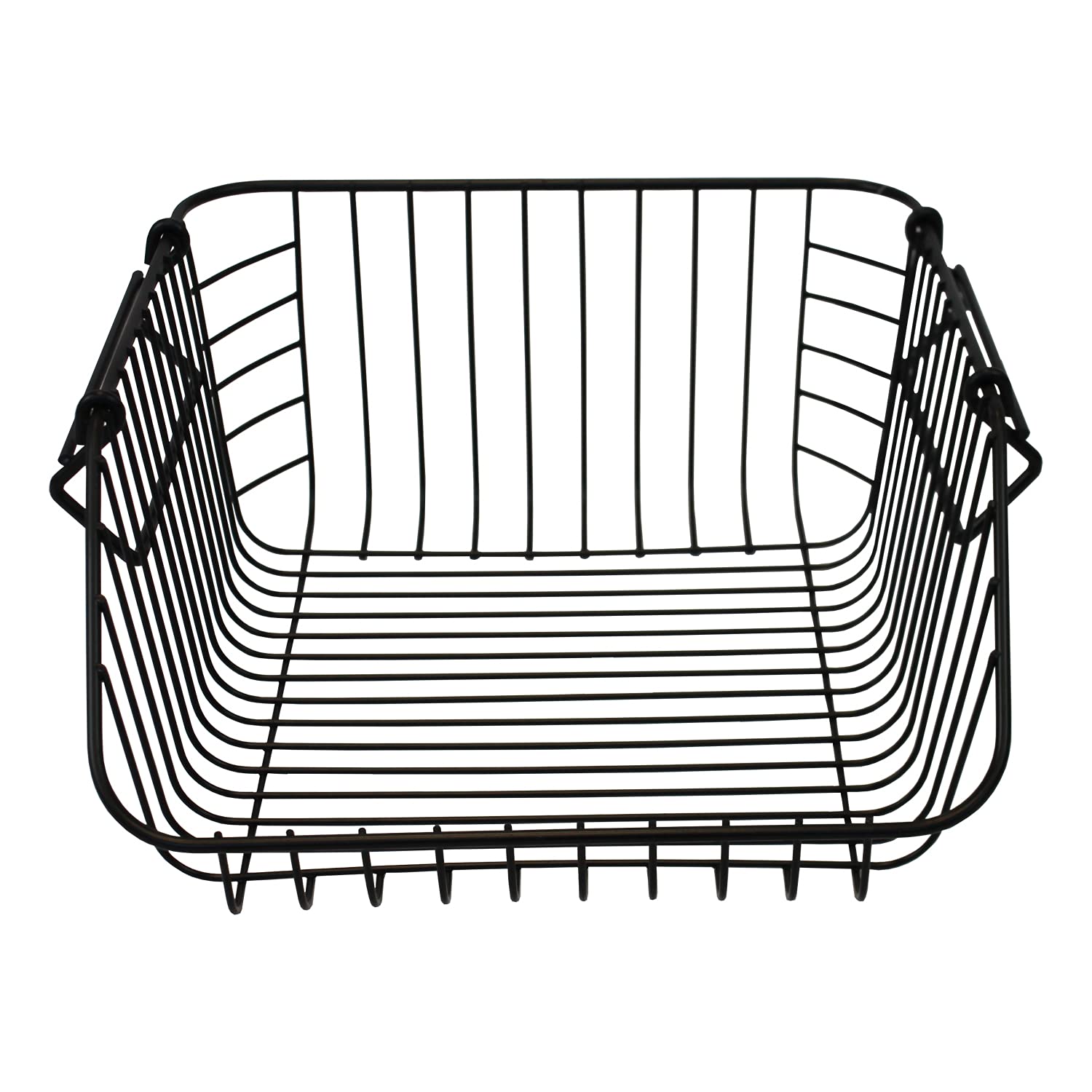 Bistro Metal Rectangular Basket - Black, Kitchen Storage Organizer with Handles, Lightweight, Portable, Magnetic Closure, Desktop Makeup Organizer, Fruit Hamper