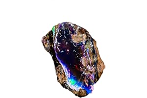 JAGUAR GEMS Black Opal AAAA+ Certified 6.5/7.8 Cts Rough Fire Stone - Ethiopian Ethically Sourced Handpicked Loose Gemstones, Welo Fire Stones, Opals for Jewelry Making, Crystals For Tumbling, Wire Wrapping