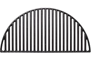 Kamado Joe Durable Half-Moon Cast Iron Cooking Grate with Grill Grate Lifter for Classic Joe 18-inch Charcoal Grill and Smokers in Black, Model KJ-HCICG