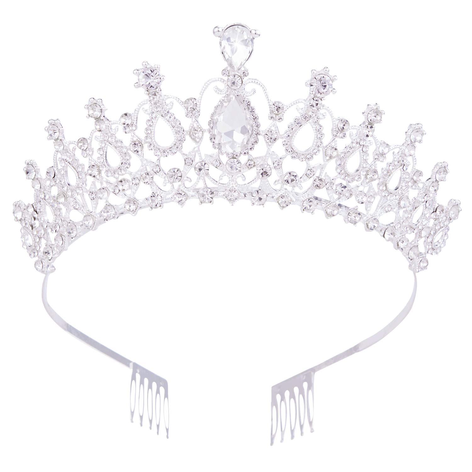 Vofler Crystal Tiaras and Crowns for Women Queen Silver Rhinestone Hair Jewelry Decor for Princess Ladies Bridal Bride Birthday Pageant Wedding Prom Halloween Costume Party with Combs