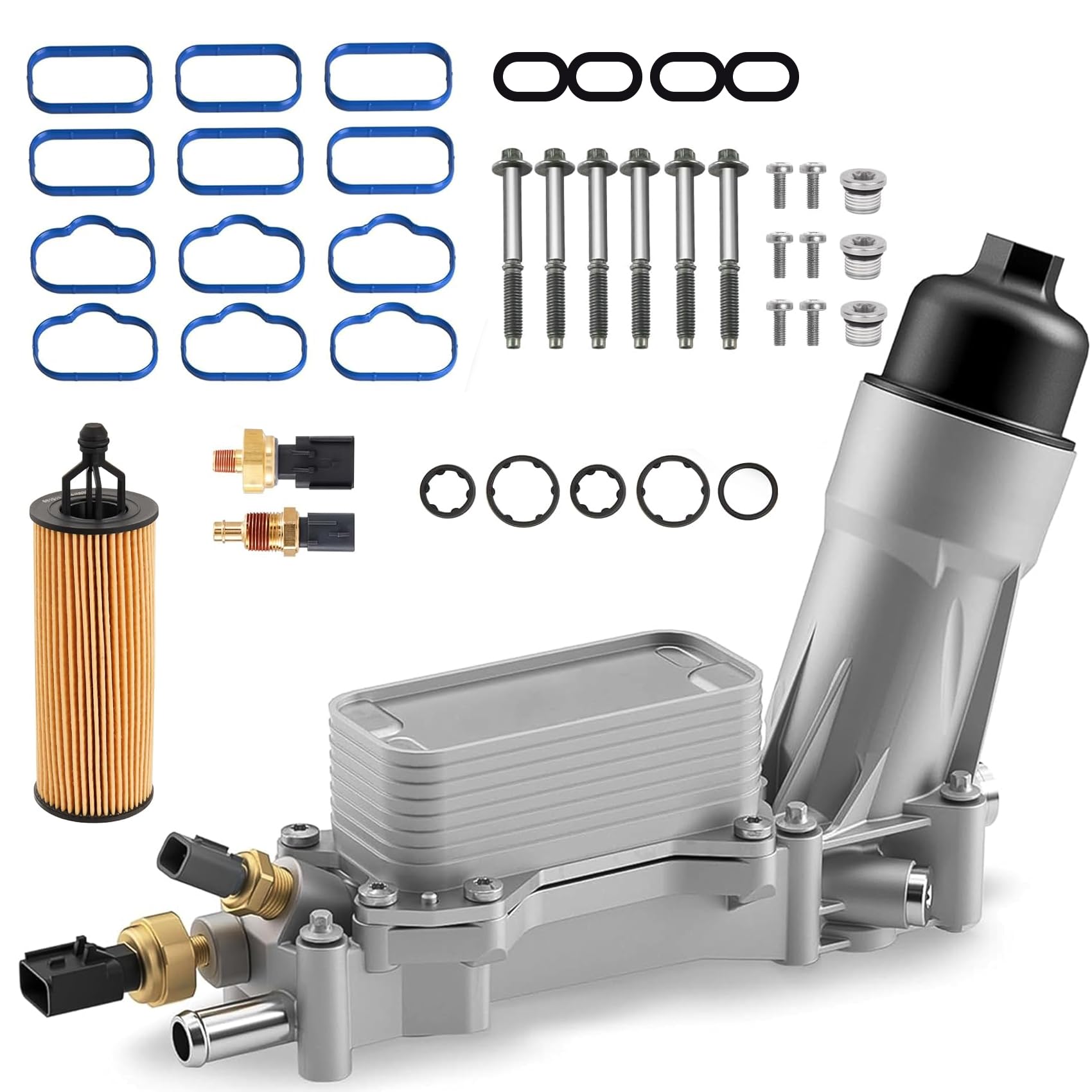 Photo 1 of 926-959 Aluminum engine oil cooler oil filter housing with sensor, suitable for Jeep Grand Cherokee Wrangler 2011-2016 Chrysler 200 300, Dodge Charger Challenger Ram150025003500 V6 3.6L 68105583AF