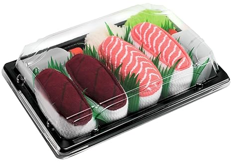 Sushi Socken 2 Paar Thunfisch Lachs EU-Größen 36 37 38 39 40 41 42 43 44 45 46 in Europa hergestellt, ideal als Geschenk! Ori