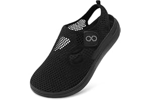 JOINFREE Womens Mesh Walking Sandals Closed Toe Breathable Air Knit Summer Shoes Adjustable Wide Toe Box Zero Drop Barefoot S