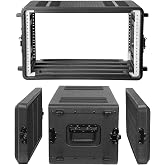 Diandian 6U Rack Case Shallow 11" Depth, Rackmount Flight Case Shock Mount | for Pro Audio, Amplifier, DJ Mixer, Effects with Microphone Compartments, Dust-Proof, Tour &amp; Live Sound