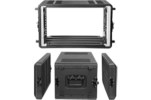Diandian 6U Rack Case Shallow 12" Depth, 19" Rackmount Flight Case, Watertight Dust-Proof, Shock Mount for Amplifier, Pro Audio, DJ Mixer, Effects with Microphone Compartments