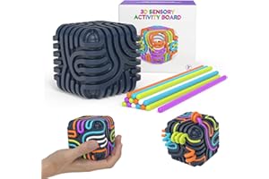 FZCHENRRY 3D Sensory Activity Board for Kids, Silicone Fidget Cube Toy for Stress Relief, Calming, Focus, ADHD and Autism, 5 Colors Sensory Toys Game Controller for Kids 3+ & Adults with 15 Strings