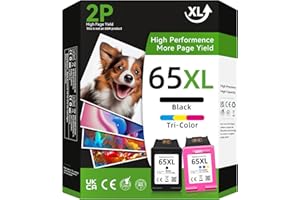 COUNTINC 65XL Ink Cartridges Black Color Combo Pack High Yield Replacement for HP Ink 65 65XL Fit for HP Deskjet 3755 3772 3700 3722 3752 2600 2622 Envy 5055 5000 5070 5052 5012 Printer (1 Black,1 Tri-Color)