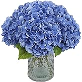 IPOPU 6PCS Real Touch Hydrangea Artificial Flowers Royal Blue Fake Hydrangeas with Stems Latex Realistic Faux Hydrangea Flowers for Wedding Centerpiece Floral Arrangements Home Decor (Royal Blue)