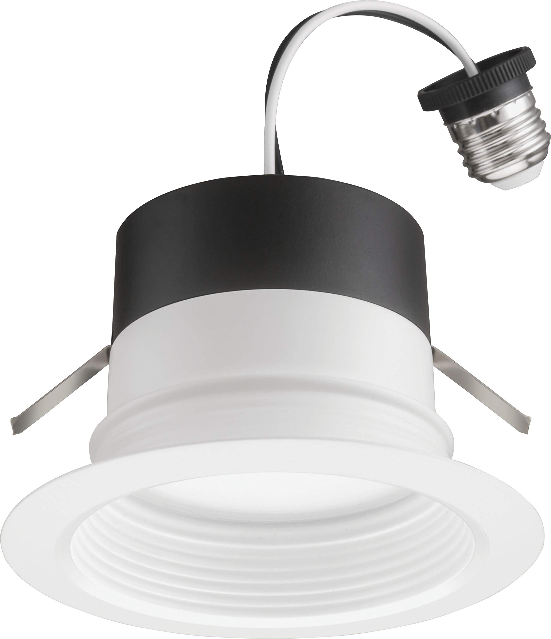 Photo 1 of Juno E Series 4" LED Ceiling Light, Baffle Trim Recessed Lighting with 5-in-1 Switchable White Color, 700 Lumens, Wet Rated LED Downlight, Dimmable, White, 12-Pack