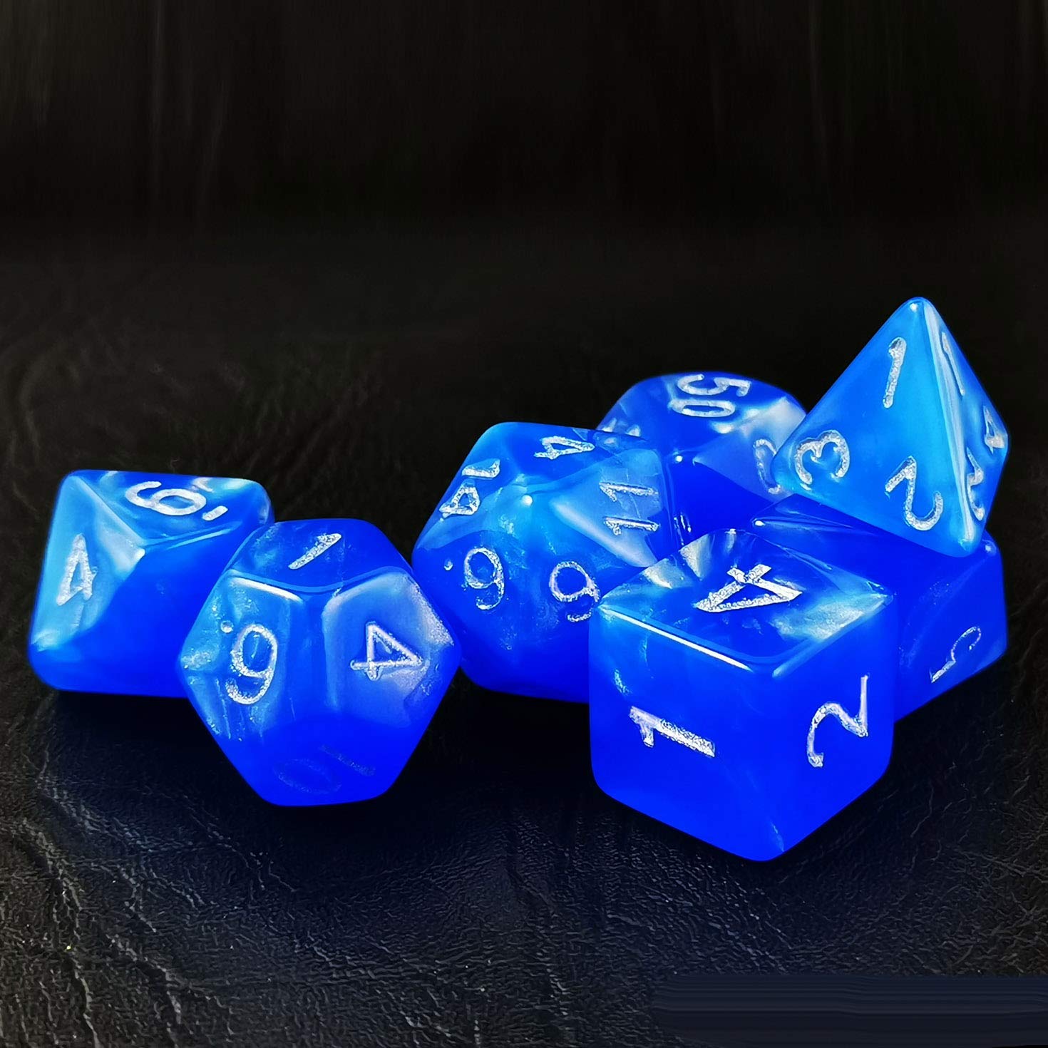 Bescon Moonstone Dice Set Dodgerblue, Bescon Polyhedral RPG Dice Set Moonstone Effect