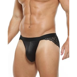 Wdiukr Men's Sexy Underwear Jockstraps, Girly Lace Floral Panties With Pouch, Ice Silk Male Lingerie For Summer