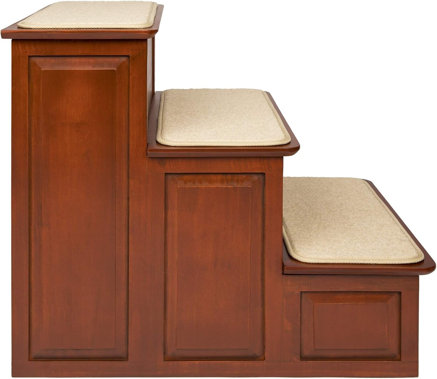 PetSafe CozyUp Wood Pet Steps - 3 Step Pet Stairs with Cherry Finish - Furniture Grade Dog and Cat Stairs - Durable Wooden Frame Supports up to 200 lb - Carpeted Tread and Non-slip Feet Provide Added Security : Pet Supplies