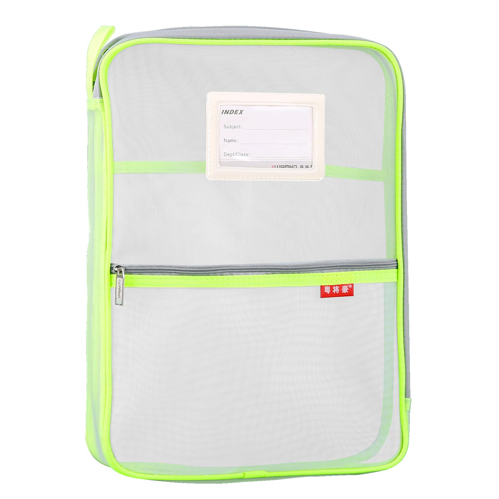 Mesh Document Bag Nylon File Zip Bag Travel A4 Student Homework Office Supplies Green