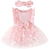 Renotemy Newborn Baby Girl Lace Romper Infant Summer Boho Flower Tulle Dress Party Gifts Newborn Photography Outfits