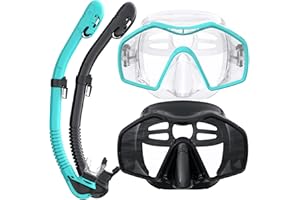Skarif Snorkeling Gear for Adults, Dry Top Snorkel Mask Adult 2 Packs, Snorkel Set with 180°Panoramic Wide View, Anti-Fog Scu