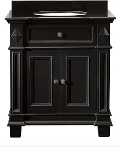 Ove Decors Essex VB Vanity with Black Marble Countertop with Ceramic Basin, 31-Inch Wide, Espresso