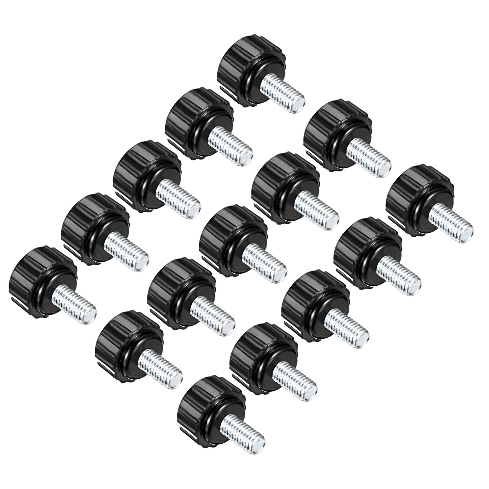 CoCud Knurled Clamping Knobs, M5 x 10mm Male Thread 16mm Head, Thermoset Plastic Thumb Screw Grip Bolt Knobs Black - (Applications: for Lathe Machinery), 15-Pieces