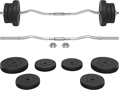 Yaheetech Barbell Weight Set 25KG Heavy Strength Training Barbell Kit