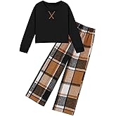 WESIDOM Toddler Girl Clothes Fashion Dropped Shoulder Solid Long Sleeve Top+Pants 2Pcs Little Girls Clothes