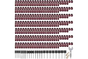 Drum Sander Set 531 Pcs with 7 Grits (80-600) for Wood, Metal, Plastic, Stone | Includes 24 Mandrels, 2 Self-Tightening Chuck