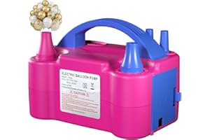 Beeyaky Electric Balloon Pump for Party Decorations – Portable Inflator, Auto Shutoff, Balloon Air Pump Dual Nozzle Rose Red 110V 600W ﻿