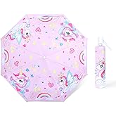 decalsweet Kids Folding Umbrella Toddler Umbrella with UV Protection Portable Auto Open/Close Anti-rebound Safe Design Windproof, Compact, Lightweight Cute Umbrella for Girls & Boy