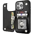 ONETOP Compatible with iPhone 16 Pro Max Wallet Case with Card Holder, PU Leather Kickstand Card Slots Case, Double Magnetic Clasp and Durable Shockproof Cover 6.9 Inch (Black)