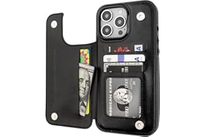 Onetop Compatible with iPhone 16 Pro Max Wallet Case with Card Holder, PU Leather Kickstand Card Slots Case, Double Magnetic Clasp and Durable Shockproof Cover 6.9 Inch (Black)