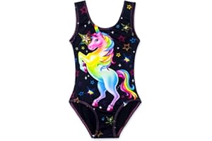 Jinhiteam Girls Gymnastics Leotards Size 2-9 Years Old Multicolor Sleeveless Little Kids Bodysuits Tumbling Outfit