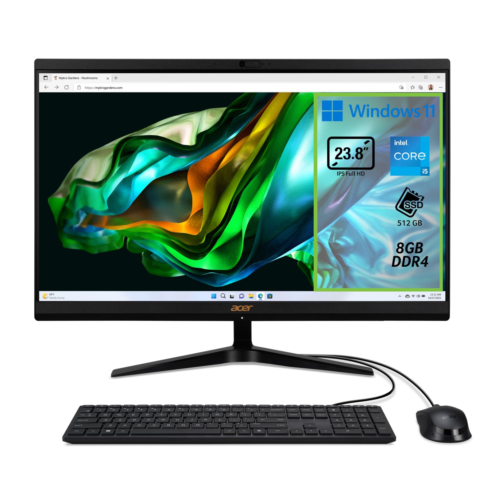 Acer Aspire C24 – 1800 Desktop-PC, Prozessor Intel Core i5 – 12450H, RAM 8 GB DDR4, 512 GB SSD, Display 23,8 Zoll IPS FHD LED LCD, Intel UHD, WLAN, Webcam, Windows 11 Home