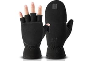 OZERO Winter Gloves Fingerless Convertible Mittens Thermal Polar Fleece Insulated Lining Windproof Warm for Men Women