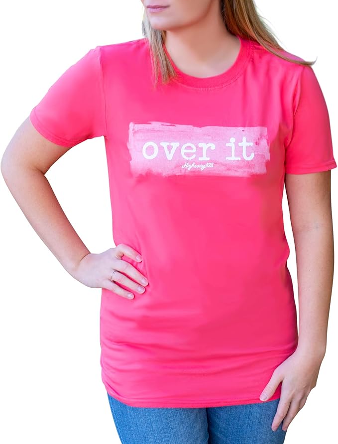 Over It Smudge Heather Coral Silk Pink Cotton Fabric Fashion T-Shirt at Amazon Womenâs Clothing 