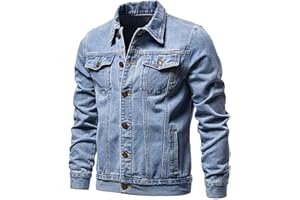 WODCEEKE Mens Denim Jacket Trucker Jean Coat Western Cowboy Work Jackets Rugged Wear Unlined Winter Jean Coats with Pockets